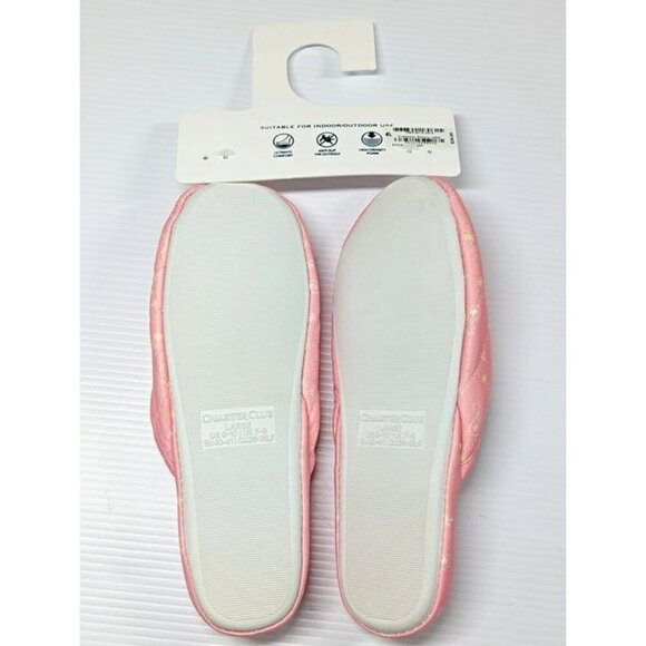 Charter Club Women's Quilted Paisley Floral Clog Slippers Pink Size L (MSRP $35) - Picture 4 of 5